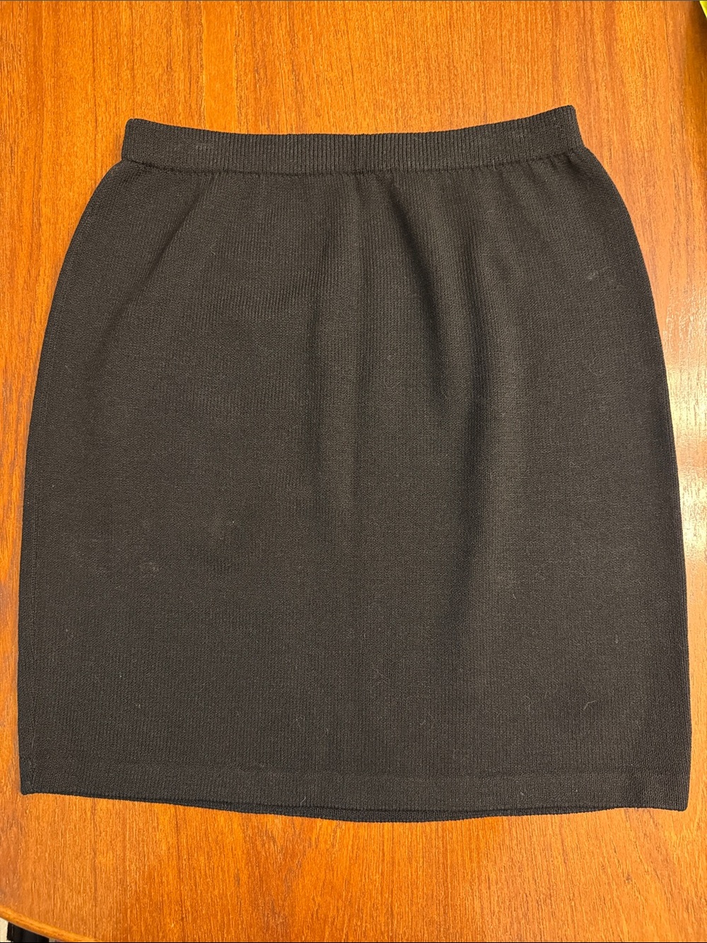 St. John Black Knit Pencil Skirt